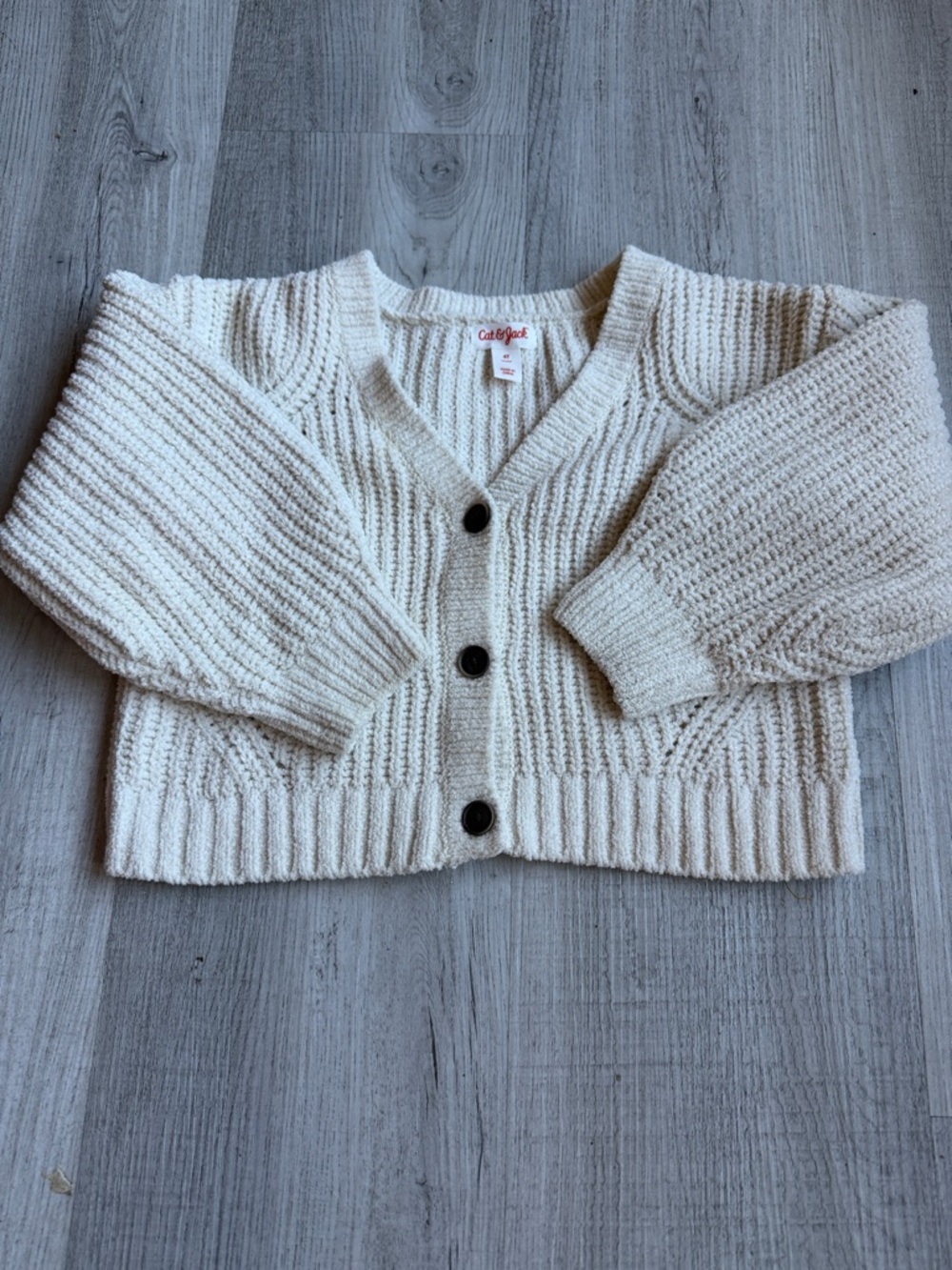 Cat & Jack Cream‎ Chunky Knit Button Cardigan
